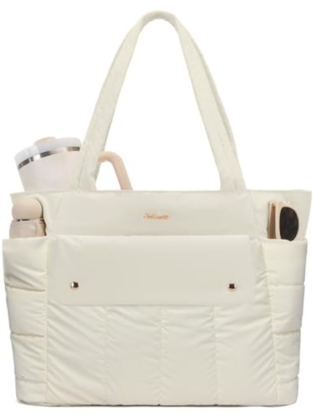 Quilted Nylon Puffer Tote Bag Women Travel, 21L Carry-On Purse Laptop